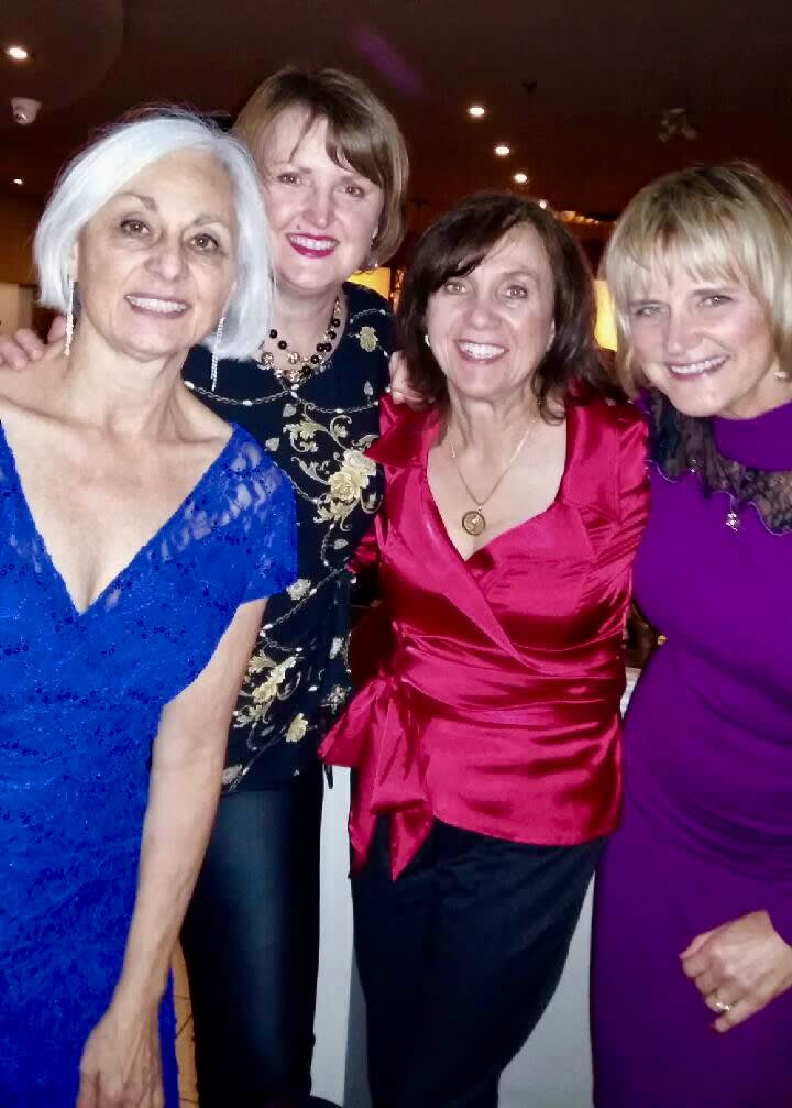 2019 Christmas party-Cathy, Lori, Dr. Fasciani, Jenny
