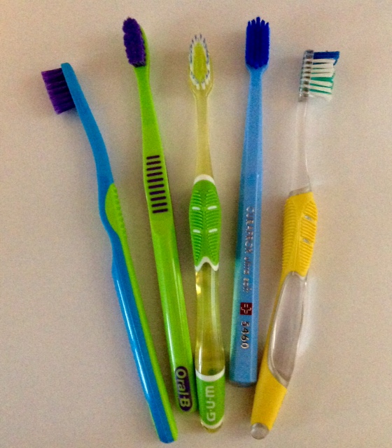 A selection of adult manual toothbrushes