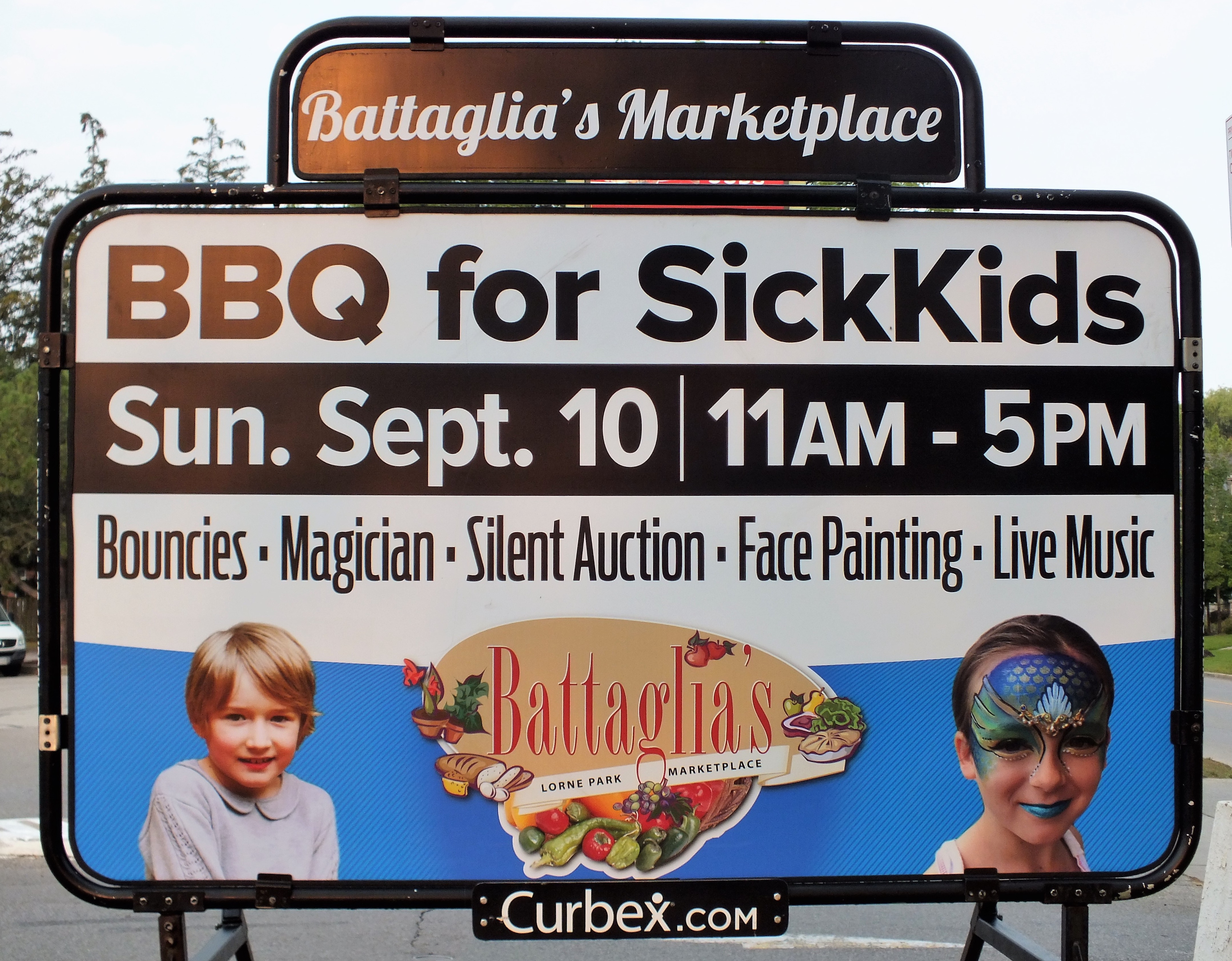 Battaglia's Marketplace BBQ for SickKids fundraiser 2017 sign